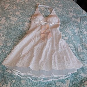 White Halter Neck Lace Dress